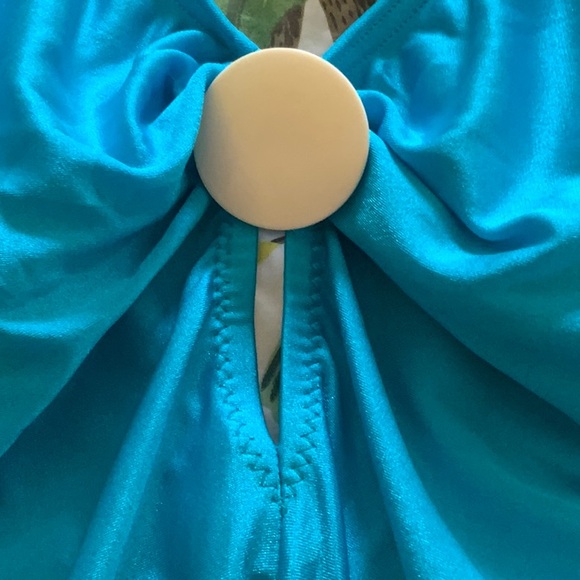 WOMENS AQUA ONE PIECE BATHING SUIT BY CHRISTINA NWOT - Picture 5 of 7